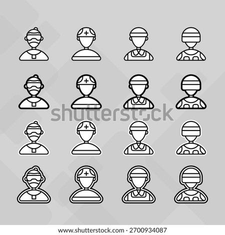 Man young old boy Avatar photo profile picture image icon set collection Vector Silhouettes flat sytle