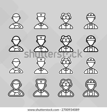 Man young old boy Avatar photo profile picture image icon set collection Vector Silhouettes flat sytle