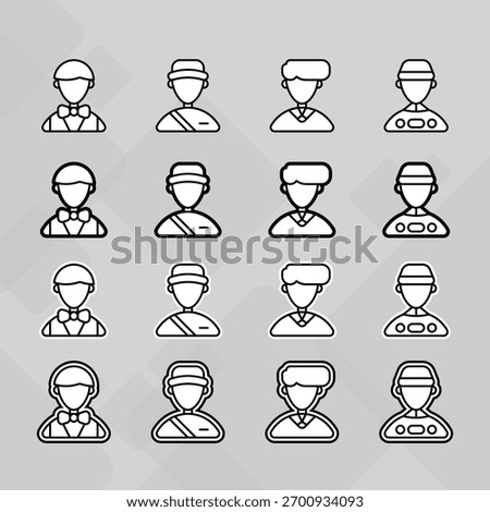Man young old boy Avatar photo profile picture image icon set collection Vector Silhouettes flat sytle