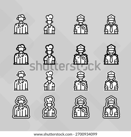 Man young old boy Avatar photo profile picture image icon set collection Vector Silhouettes flat sytle
