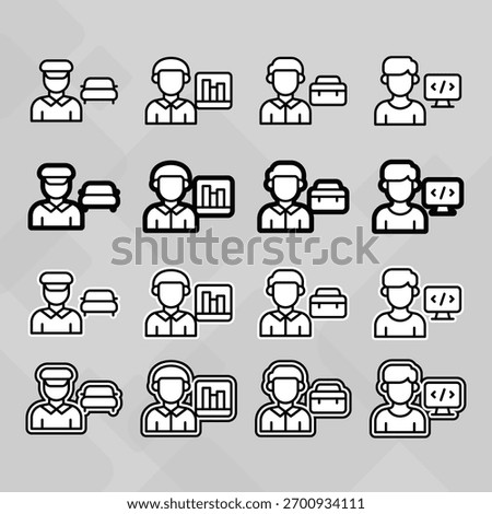 Man young old boy Avatar photo profile picture image icon set collection Vector Silhouettes flat sytle