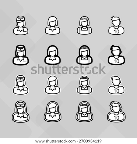Man young old boy Avatar photo profile picture image icon set collection Vector Silhouettes flat sytle
