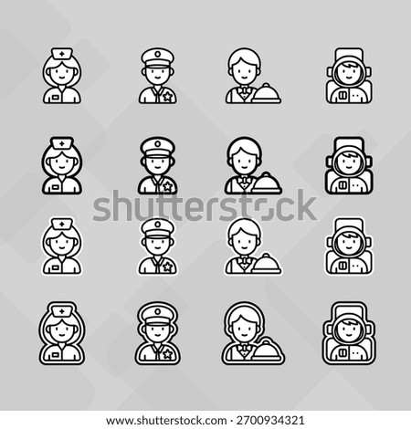 Man young old boy Avatar photo profile picture image icon set collection Vector Silhouettes flat sytle	
