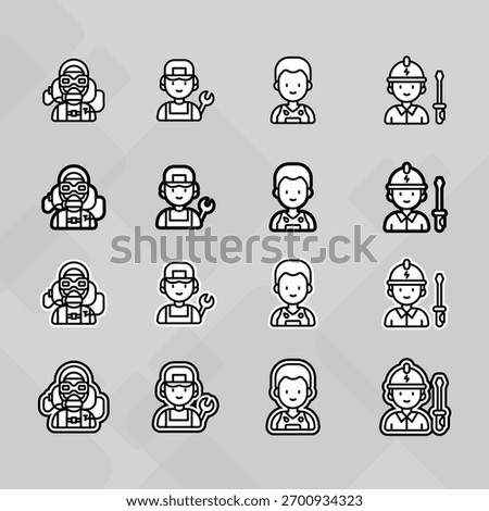 Man young old boy Avatar photo profile picture image icon set collection Vector Silhouettes flat sytle	

