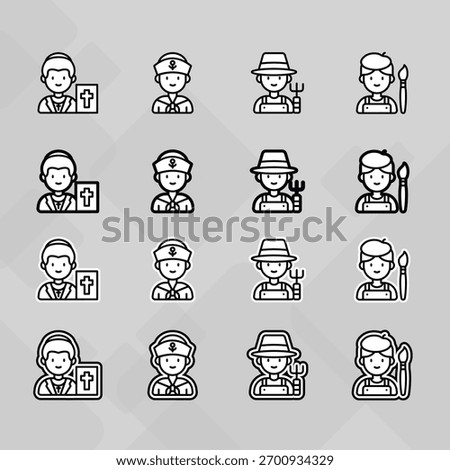 Man young old boy Avatar photo profile picture image icon set collection Vector Silhouettes flat sytle	
