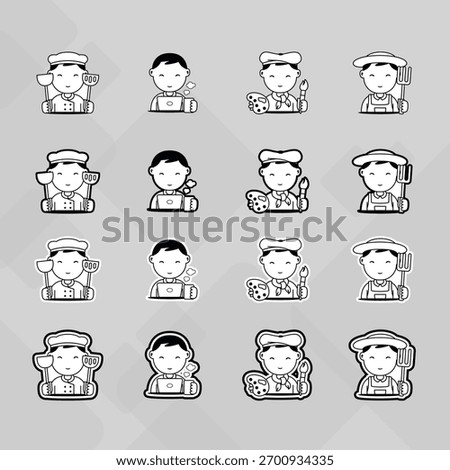 Man young old boy Avatar photo profile picture image icon set collection Vector Silhouettes flat sytle	
