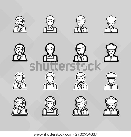 Man young old boy Avatar photo profile picture image icon set collection Vector Silhouettes flat sytle	
