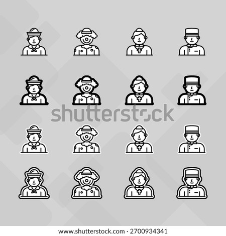 Man young old boy Avatar photo profile picture image icon set collection Vector Silhouettes flat sytle	
