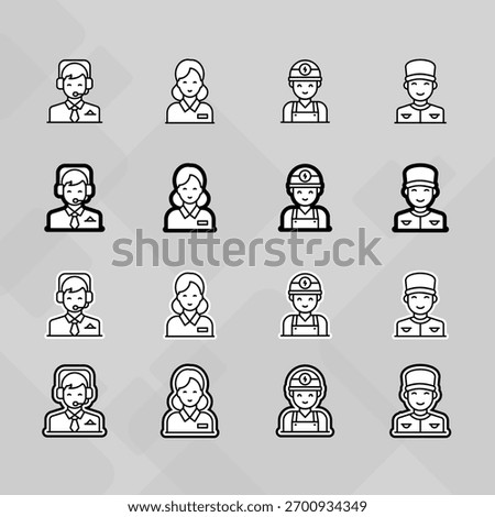 Man young old boy Avatar photo profile picture image icon set collection Vector Silhouettes flat sytle	
