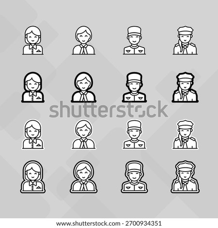 Man young old boy Avatar photo profile picture image icon set collection Vector Silhouettes flat sytle	
