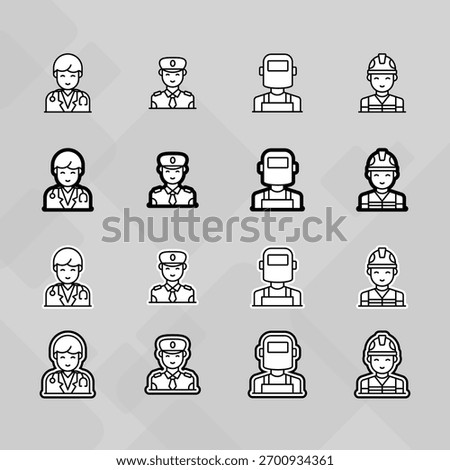 Man young old boy Avatar photo profile picture image icon set collection Vector Silhouettes flat sytle	
