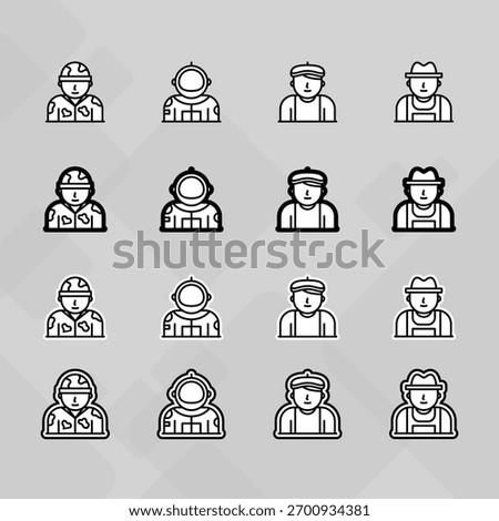 Man young old boy Avatar photo profile picture image icon set collection Vector Silhouettes flat sytle	
