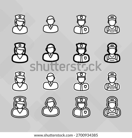 Man young old boy Avatar photo profile picture image icon set collection Vector Silhouettes flat sytle	
