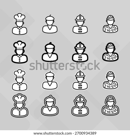 Man young old boy Avatar photo profile picture image icon set collection Vector Silhouettes flat sytle	
