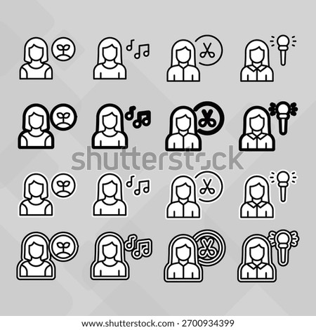 Man young old boy Avatar photo profile picture image icon set collection Vector Silhouettes flat sytle	
