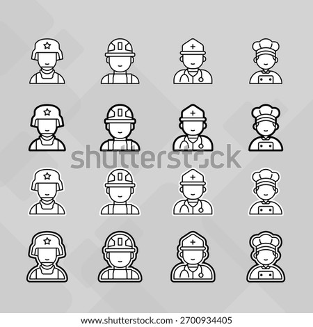 Man young old boy Avatar photo profile picture image icon set collection Vector Silhouettes flat sytle	
