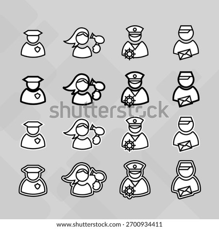 Man young old boy Avatar photo profile picture image icon set collection Vector Silhouettes flat sytle	
