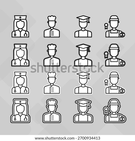 Man young old boy Avatar photo profile picture image icon set collection Vector Silhouettes flat sytle	
