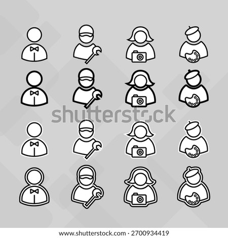 Man young old boy Avatar photo profile picture image icon set collection Vector Silhouettes flat sytle	
