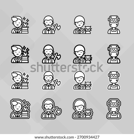 Man young old boy Avatar photo profile picture image icon set collection Vector Silhouettes flat sytle	
