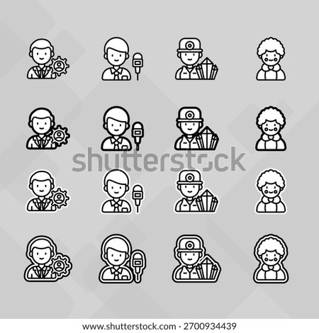 Man young old boy Avatar photo profile picture image icon set collection Vector Silhouettes flat sytle	
