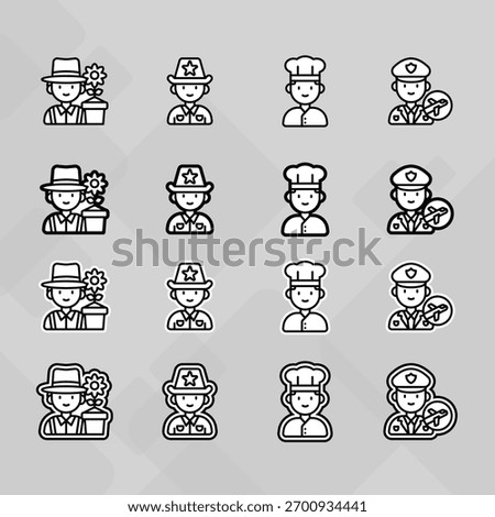 Man young old boy Avatar photo profile picture image icon set collection Vector Silhouettes flat sytle	
