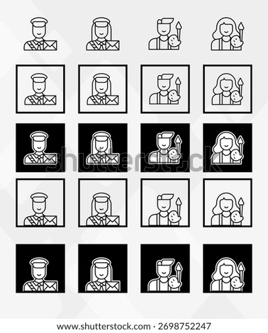 Man young old boy female woman kids Avatar photo profile picture image icon set collection Vector Silhouettes flat sytle
