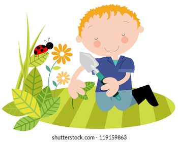 Man or Youth with Plants in the Spring/Summer