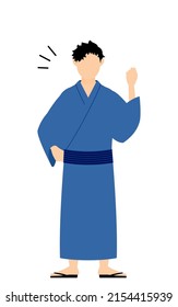 Man in yukata, Cheerful, gutsy pose!