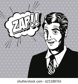 man zap bubble speech style pop art