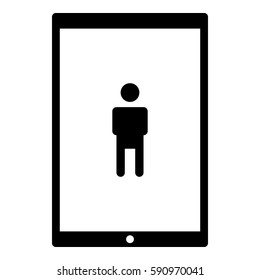 Man_ToiletSign icon - Flat design, glyph style icon - Colored enclosed in a tablet