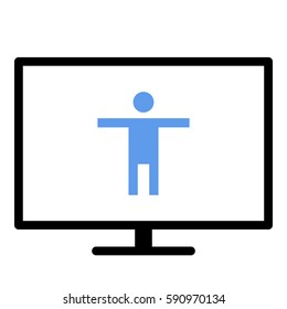 Man_ToiletSign icon- Flat design, glyph style icon - Colored enclosed in a screen