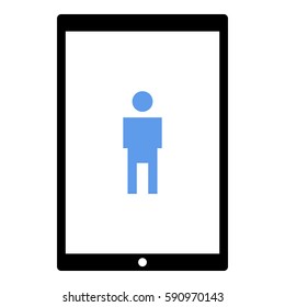 Man_ToiletSign icon - Flat design, glyph style icon - Colored enclosed in a tablet