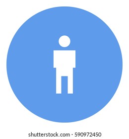 Man_ToiletSign icon - Flat design, glyph style icon - White enclosed in a circle
