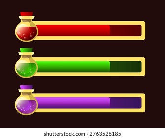 Mana bar. Magic points. Vector 3d clipart isolated on dark background.