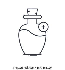 Mana potion icon, linear isolated illustration, thin line vector, web design sign, outline concept symbol with editable stroke on white background.