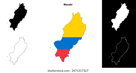 Manabi province outline map set