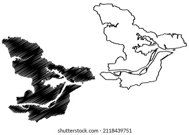 Manacapuru municipality (Amazonas state, Municipalities of Brazil, Federative Republic of Brazil) map vector illustration, scribble sketch Manacapuru map