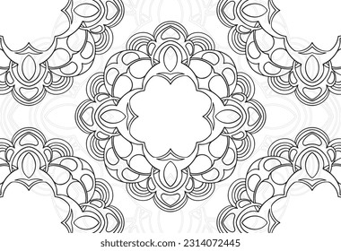 manadala, decorative element, ornamental design, ornament, freehand drawing, background, postcard, graphics, line composition 