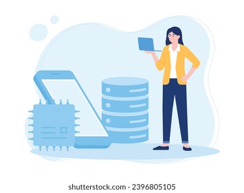 manage big data online trending concept flat illustration