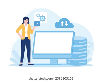 manage big data online trending concept flat illustration