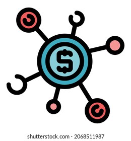 Manage company finance icon. Outline manage company finance vector icon color flat isolated