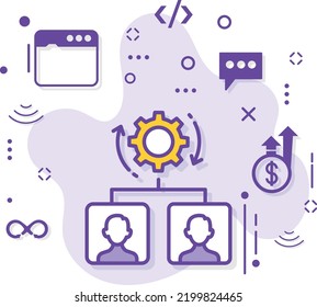 Administrar la ilustración del material del motor, Compartir el mismo concepto de configuración, Diseño del icono del vector de permisos del servidor de carpetas de archivos, computación en nube y servicios de alojamiento de Internet Símbolo, Firma de configuración del grupo de red, 