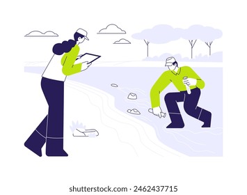 Manage environmental restoration project abstract concept vector illustration. Professional ecologist controls environmental improvement project, planet care activity abstract metaphor.