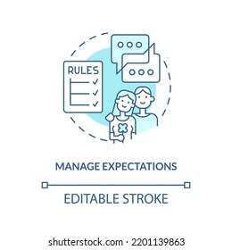 Manage expectations turquoise concept icon. Fixing long-distance relationship abstract idea thin line illustration. Isolated outline drawing. Editable stroke. Arial, Myriad Pro-Bold fonts used
