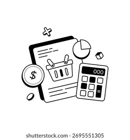 Gerenciar despesas e economizar dinheiro enquanto compra inteligente Ícone Vetor
