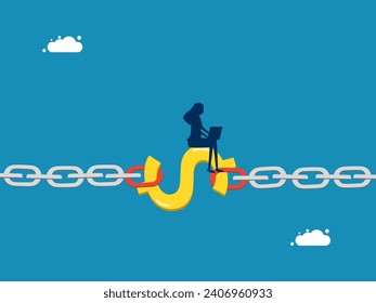 Manage funding sources. Businesswoman manages the financial chain 