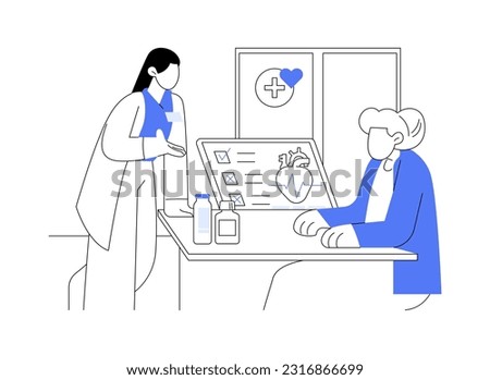 Manage heart disease abstract concept vector illustration. Cardiologist prescribes treatment pills to patient, medical examination, heart failure, transplant cardiology abstract metaphor.