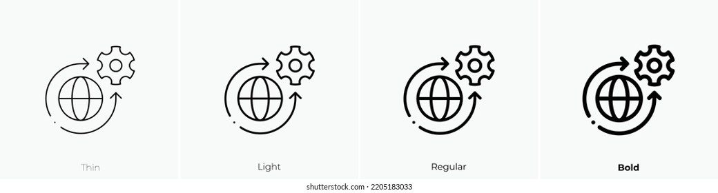 manage icon. Thin, Light Regular And Bold style design isolated on white background