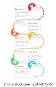 Manejar la plantilla de diseño del gráfico de infografía por estrés pandémico. Infograma abstracto con contorno ondulado. Gráficos instructivos con secuencia de 5 pasos. Presentación de datos visuales. Fuentes Arial, Myriad Pro utilizadas